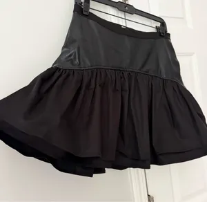 Anthropologie Avec Les Filles Faux-Leather Ruffled Mini Skirt, Size 10 thumbnail 7