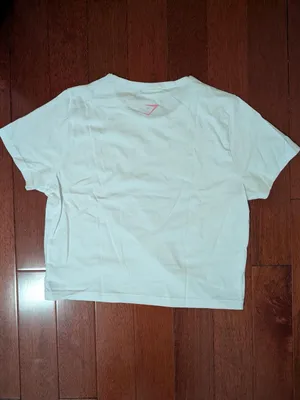 Gymshark Pink Rhinestone Logo Cropped Tee Size L thumbnail 4
