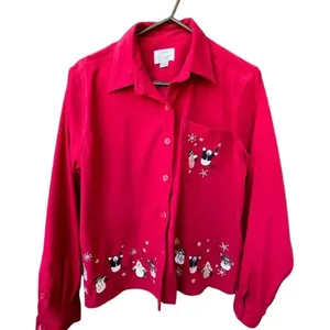 Christopher & Banks size Large embroidered snowman lightweight jacket thumbnail 1