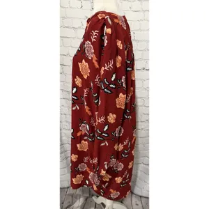Ann Taylor LOFT Floral Long Sleeve Red Dress Size Large thumbnail 3
