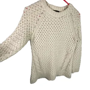 Mango MNG Suit Open Cable Knit Aran‎ Beige fisherman Sweater Size S thumbnail 4