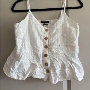 Miss Me White Buttoned Peplum Camisole thumbnail 1