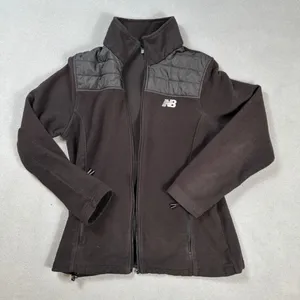 New Balance Women Fleece Jacket Quilted Shoulder Black Size M Running No Zipper thumbnail 1