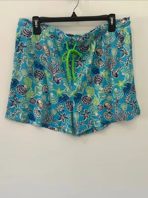 Cuddl Duds Pajama Set Cozy 2pc Tank Top Shorts NEW Blue Seashells Large thumbnail 5