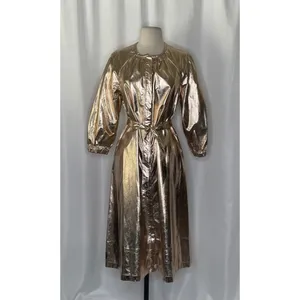 NWT!! Anthropologie MARE MARE Shine Faux Leather Shirt Dress Pearl Metallic XS thumbnail 2