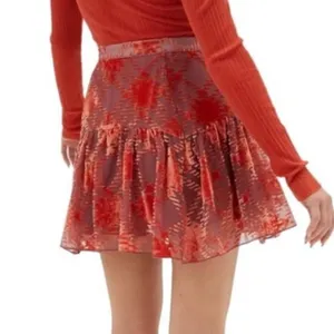 Y2K Urban Outfitters Vera Crushed Velvet Mini‎ Skirt Size S Tiered A-Line Flowy thumbnail 2