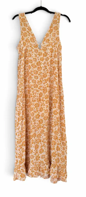 Love Tree Sleeveless Floral Midi Length Dress in White and Orange Size L thumbnail 1