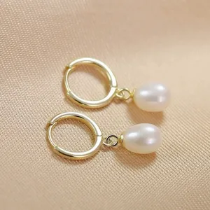 White Pearl Dangle Drop Earrings for Women thumbnail 2