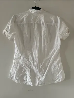 Vintage J Crew White 100% Cotton Ruffle Button Up Top 8 Preppy Cottage Poet thumbnail 7