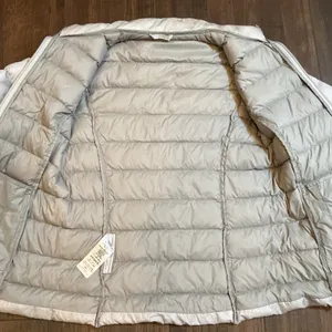 Eddie Bauer 650 Down Puffer Jacket Beige Quilted Full Zip Women XS Lightweight thumbnail 4