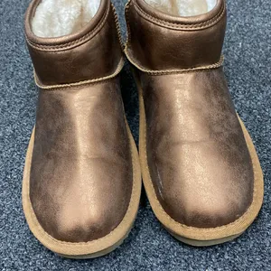 Arizona Jeans bronze brown foil mini ugg boots ankle shearling lined 7.5 thumbnail 12
