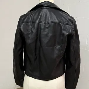 Stradivarius Genuine Leather Moto Biker Jacket Black Size S thumbnail 4