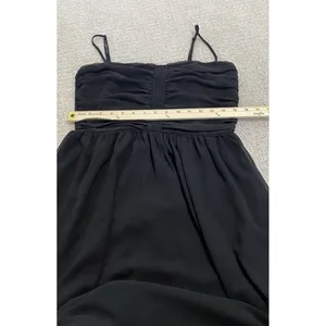 Aritzia Black Chiffon Midi Fit & Flare Dress Ruched Sweetheart Straps Size 8 thumbnail 15