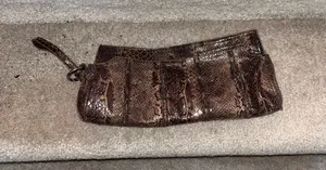 Minicci Brown Snakeskin Pattern Wristlet Clutch thumbnail 1