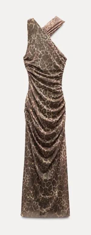 Zara Maxi Dress Mesh Cheetah Animal Print Leopard Bodycon Fitted thumbnail 22