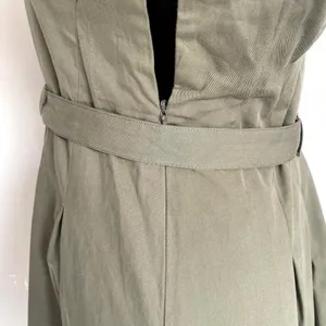 Zara‎ ZW Collection Belted Mini Dress Structured Khaki Green Utility Safari XL thumbnail 4