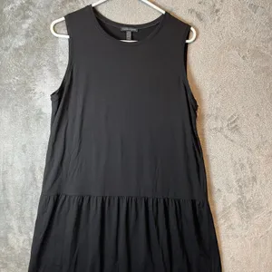 Eileen Fisher Black Tencel Jersey Drop Waist Mini Dress Size Medium‎ Minimalist thumbnail 5
