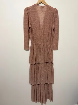 SABINA MUSAYEV Carry Tiered Polka Dot Maxi Dress Size Small Neutral Mauve thumbnail 6