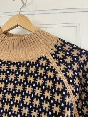 Barbour Mara wool blend high neck Sweater - Beige & Black thumbnail 4