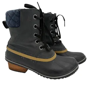 Sorel Women's Black Slimpack II Lace Waterproof Boots Size 7 thumbnail 1
