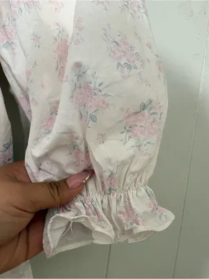Mabel Floral Puff Sleeve Square Neck Mini Dress White Pink Cottagecore S thumbnail 4
