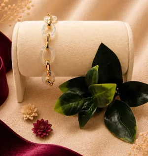 Gold & Frosted Resin Link Bracelet - Women Jewelry thumbnail 1