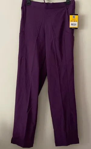 Wonder Wink Women's Flat Front Cargo Pants scrubs eggplant modern fit Small Tall thumbnail 1