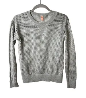 Maaji‎ Activewear Gray Mesh Knit Long Sleeve Sweater Crew Neck Women Medium thumbnail 1