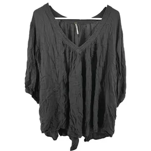 Free People Catch Me If You Can Top Peasant Blouse Loose Dolman Sleeve Gray M thumbnail 2
