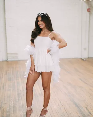 White scalloped these three boutique romper dress with bow thumbnail 2
