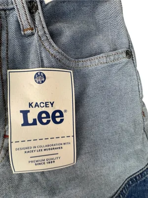 Lee Two-Tone High-Rise Flare Jeans in Dark and Light Blue Kacey Musgraves NWT thumbnail 2