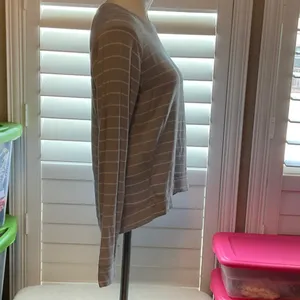 Altar'd State Beige and White Striped Long Sleeve Tee thumbnail 2