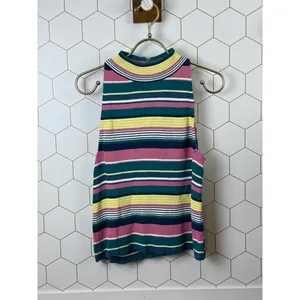 Maeve by Anthropologie Pink Striped Zip Back Sleeveless Halter - Size - Small thumbnail 5