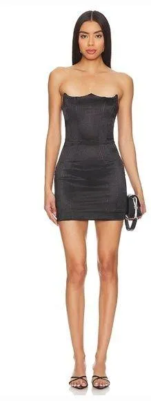 Superdown Zoe Strapless Mini Dress in Black thumbnail 1