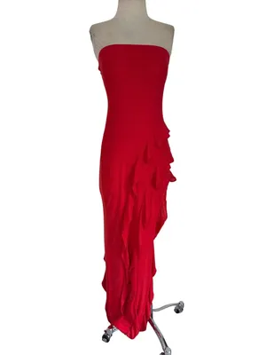 AFRM x REVOLVE Siobhan Dress in Risky Red Small New Womens Strapless Long Maxi thumbnail 4