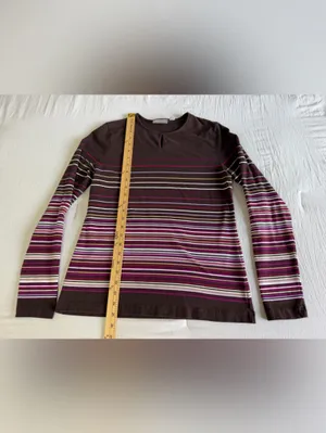 croft & barrow Brown Long-Sleeve Striped Tee with Pink Accents thumbnail 4