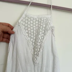 Anthropologie Raga Dress Maxi White Crochet‎ Halter Empire Boho Swim Coverup S thumbnail 3