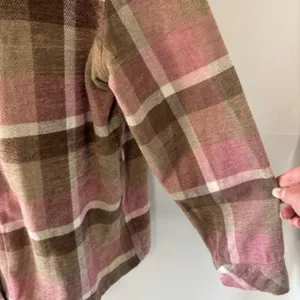 Allison Daley Women's Size 16 Plaid Shacket Button Front Shirt Jacket Pink Brown thumbnail 5
