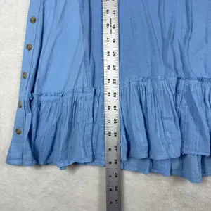 Pilcro Anthropologie Blue Sleeveless Peplum Button Side Swiss Dot Top M thumbnail 4