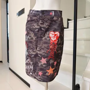 Camouflage Midi Pencil Skirt Graffiti Heart Star Print thumbnail 3