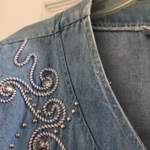 FINAL MARKDOWN Denim Oversized ladies embellished blouse large thumbnail 4