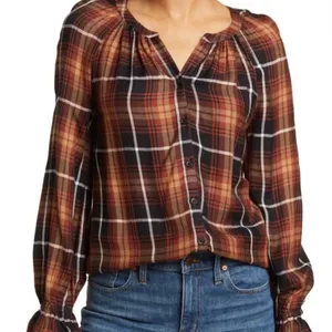 NWT!!Beach Lunch Lounge Madison Plaid Button Down Shirt Size Small 100% Rayon thumbnail 8
