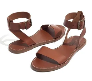 Madewell The Boardwalk Ankle-Strap Sandal English Saddle Brown Leather Size 7.5 thumbnail 1
