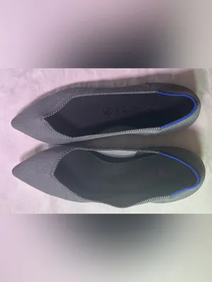 Rothy's Gray Pointed Toe Knit Ballet Flats with Blue Lining thumbnail 12