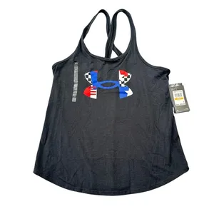 Under Armour Patriotic Flag Freedom Tank Top Black Red‎ White Blue Logo Gym Run thumbnail 2