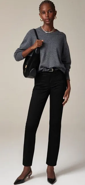 J.Crew 9"‎ High-Rise Slim Straight Jeans Black Denim RE-03-BLK Womens Size 27T thumbnail 1