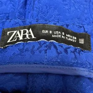 Zara Women's Blue Jacquard Floral High Rise Wide Leg Baggy Trousers Pants Size S thumbnail 4