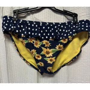 Peyton‎ & Parker Women's SZ 18.5 Sunflower Navy Polka Dots Bikini READ thumbnail 2