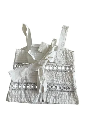 ENGLISH FACTORY White Eyelet Tie Back Tank Top Size XS thumbnail 2