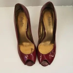 Charles David dark red peep toe heels #1-b thumbnail 3